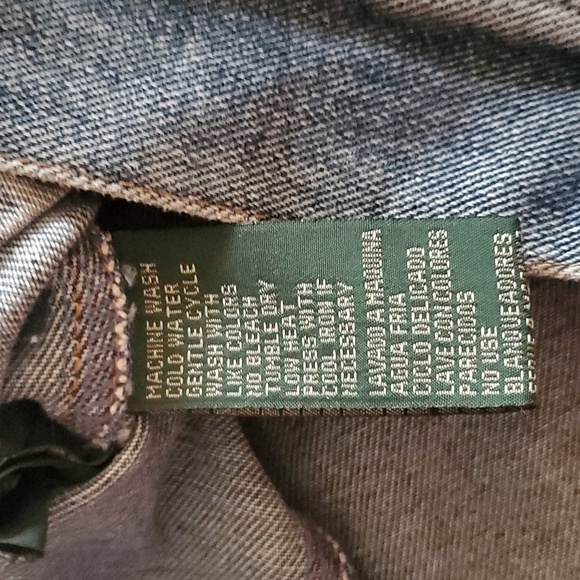 Lauren Jeans Co. Blue Denim Metal Buttons Zipper Pockets Sz S Jean Jacket - Picture 7 of 11
